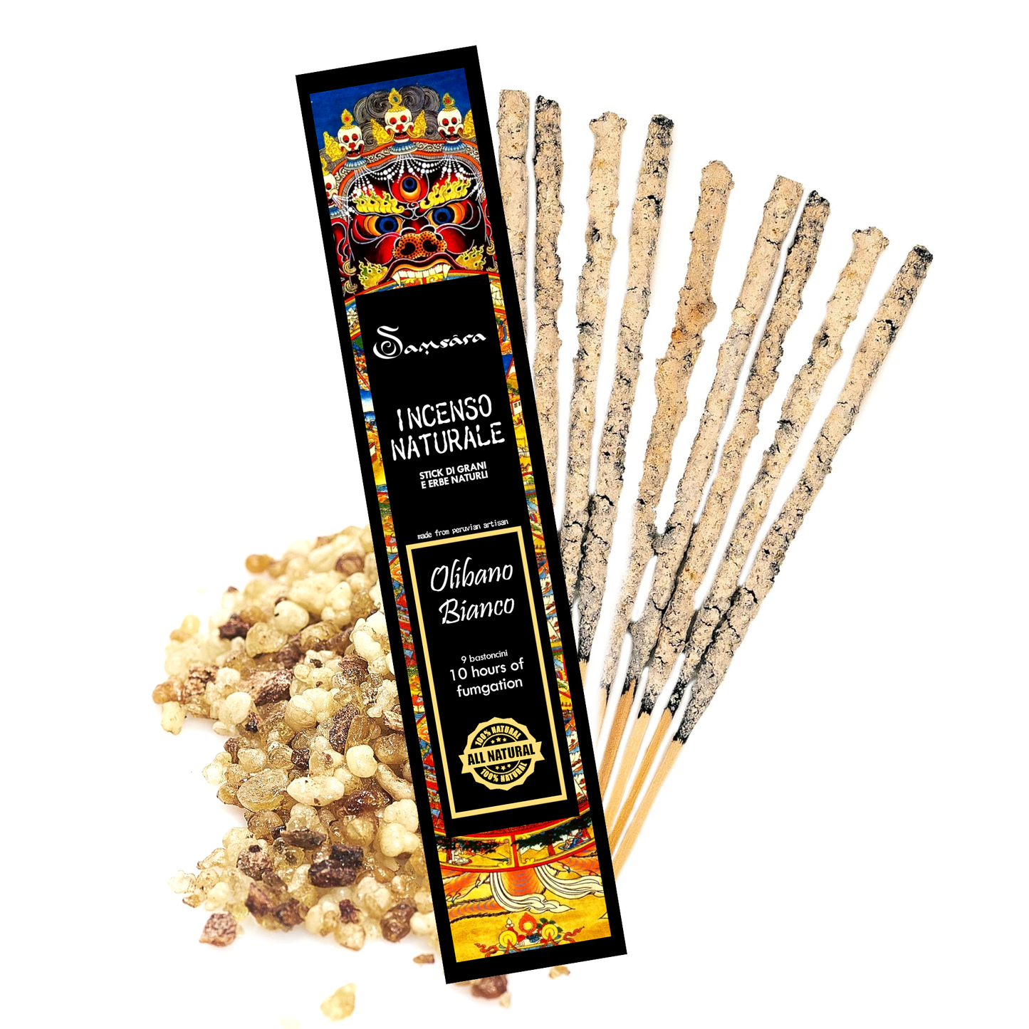 Incenso Peruviano in Stick - Olibano Bianco - Grani ed Erbe 100% Naturali - SamsaraFragrances