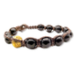 Samsara Buddhist Tibetan bracelet - Shamballa with polished black onyx stone - brown cotton wire