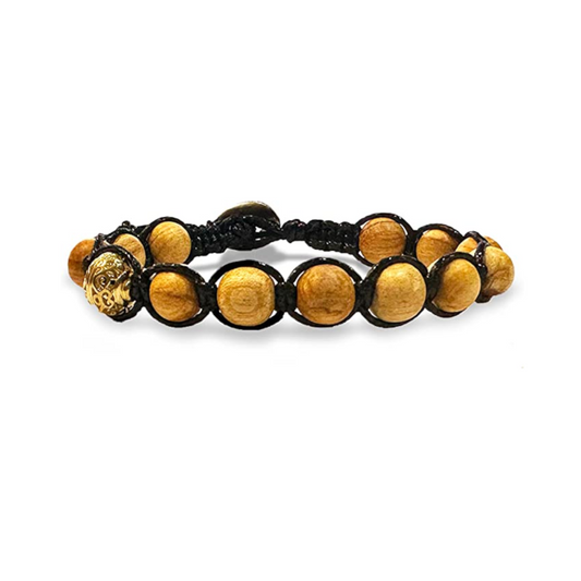 Samsara Bracciale con Palo Santo - Shamballa Tibetano Buddista - Filo in Cotone Cerato, Vari colori