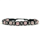 Bracciale Tibetano in Argento 925 e Quarzo Rosa - Filo in cotone cerato vari colori