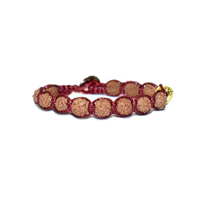 Samsara Buddhist Tibetan bracelet - Shamballa with rudraksha seeds - Cotton wire Cerato Marrone