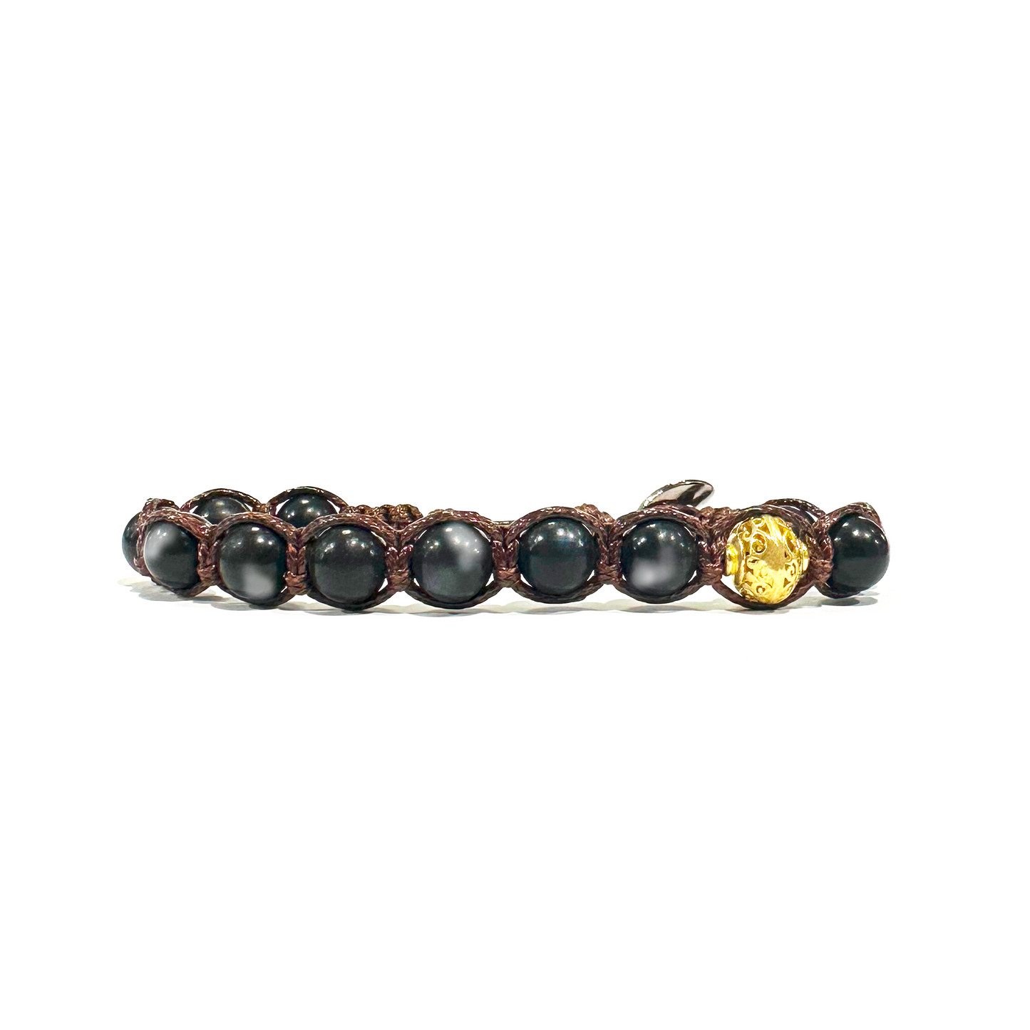 Samsara Bracciale con Tormalina Nera - Shamballa Tibetano Buddista - Filo in Cotone Cerato, Vari colori