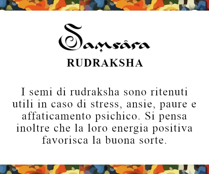 Samsara Bracciale Tibetano Buddista - Shamballa con Semi di Rudraksha - Filo in cotone cerato Marrone - SamsaraFragrances