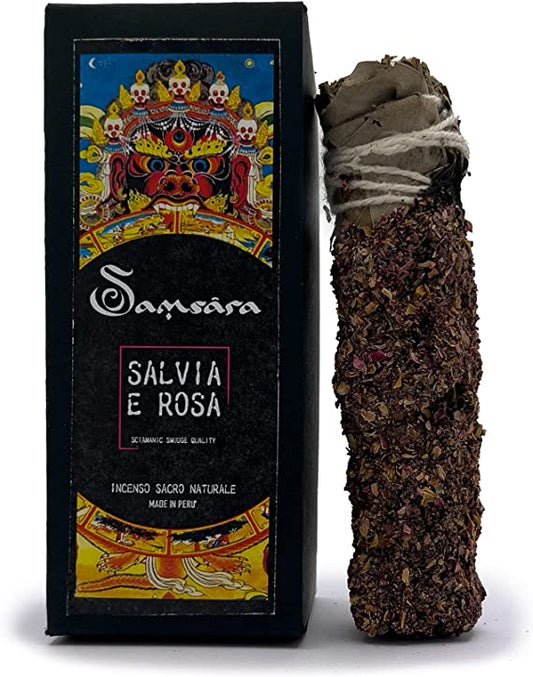 Samsara Smudge Salvia e Rosa - Incenso Sacro Naturale in Foglie - SamsaraFragrances