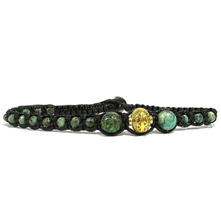 Samsara Cavigliera tibetana Shamballa con pietre - TURCHESE AFRICANO - SamsaraFragrances