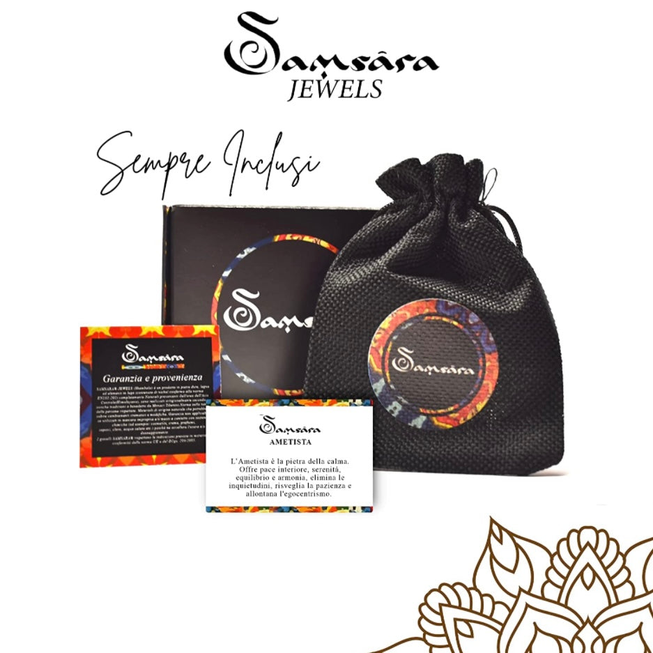 Samsara Cavigliera tibetana Shamballa con pietre - AMETISTA - SamsaraFragrances