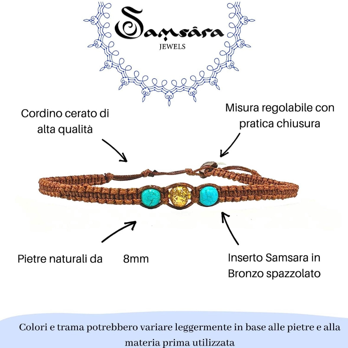 Samsara Collana Girocollo tibetano in Pietre ed Ottone 100% artigianale - ONICE NERO - SamsaraFragrances