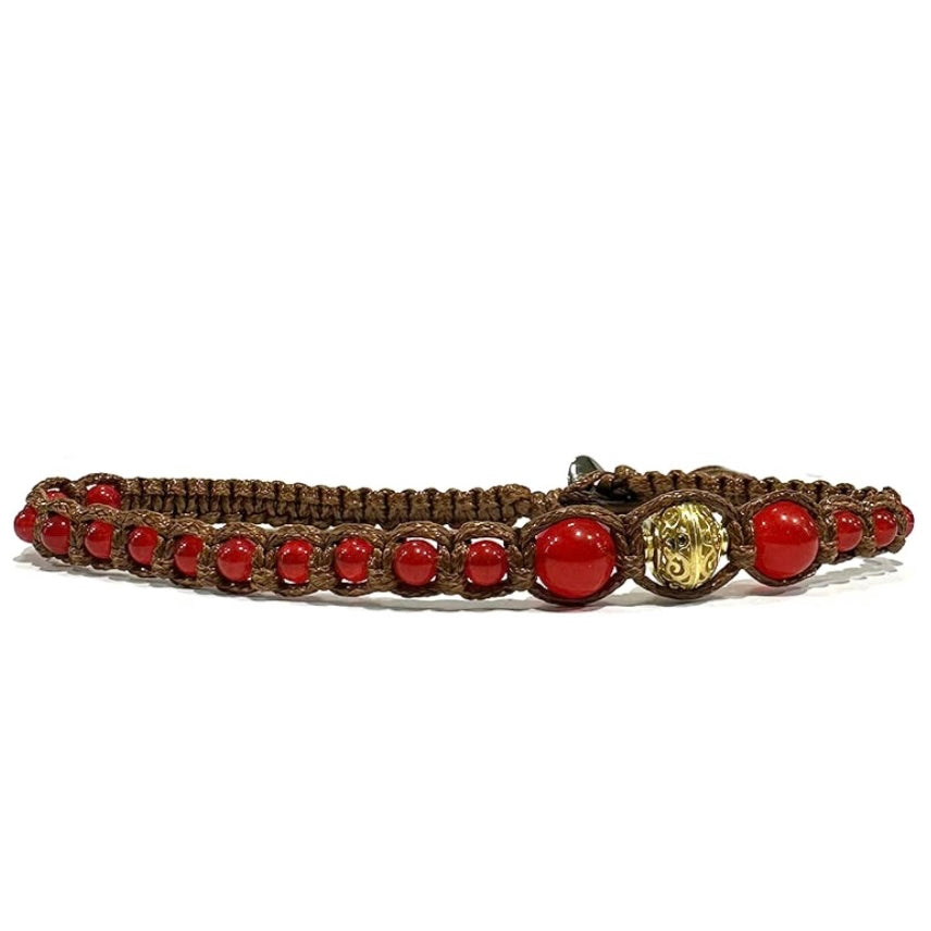 Samsara Cavigliera tibetana Shamballa con pietre - AGATA ROSSA - SamsaraFragrances