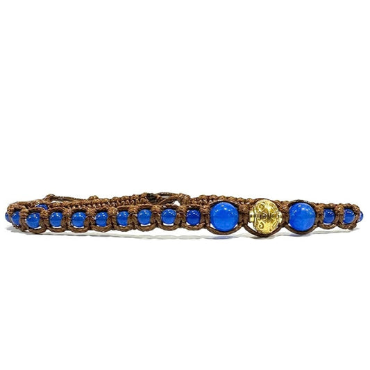 Samsara Cavigliera tibetana Shamballa con pietre - AGATA BLU - SamsaraFragrances