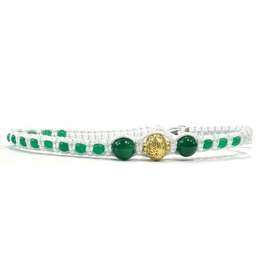 Samsara Cavigliera tibetana Shamballa con pietre - AGATA VERDE - SamsaraFragrances