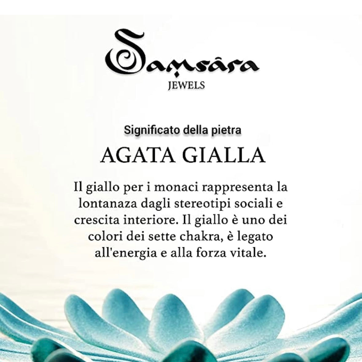 Samsara Cavigliera tibetana Shamballa con pietre - AGATA GIALLA - SamsaraFragrances