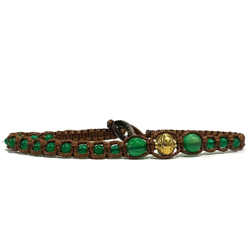 Samsara Cavigliera tibetana Shamballa con pietre - AGATA VERDE - SamsaraFragrances