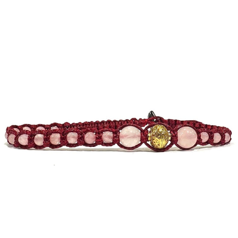 Samsara Cavigliera tibetana Shamballa con pietre - QUARZO ROSA - SamsaraFragrances