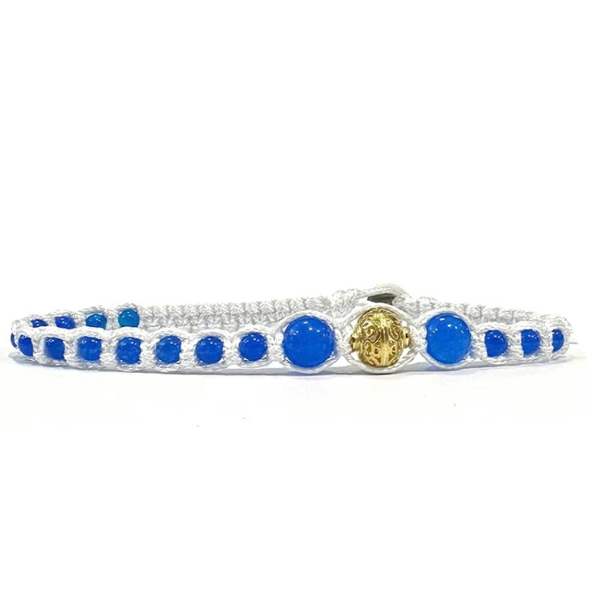 Samsara Cavigliera tibetana Shamballa con pietre - AGATA BLU - SamsaraFragrances