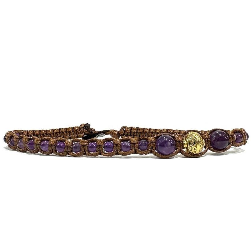 Samsara Cavigliera tibetana Shamballa con pietre - AMETISTA - SamsaraFragrances