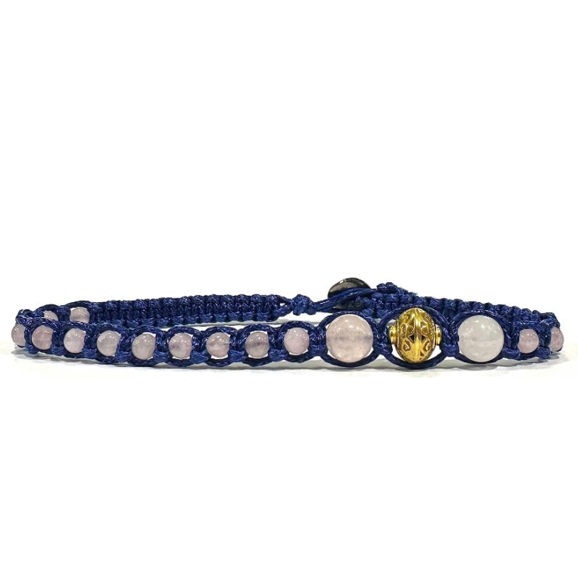 Samsara Cavigliera tibetana Shamballa con pietre - QUARZO ROSA - SamsaraFragrances